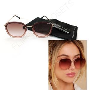 NWT Quay Jezabell Chain Gold/Brown Pink Sunglasses